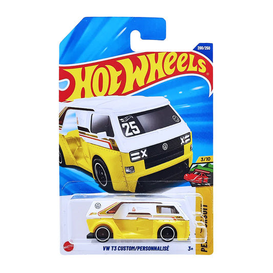 Hot Wheels Pack of 3 – Peak Pursuit, VW T3 Custom (White/Yellow), Renault Espace F1 (Black/Yellow), and Hot WheeNGS (Yellow) | Exclusive Die-Cast Bundle