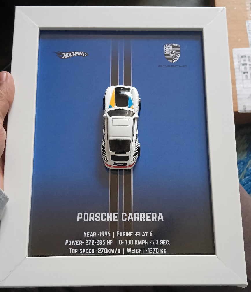 Die-Cast Car Display - 3D Wooden Frame Wall Art for Hotwheels Car Enthusiasts porsche carrera