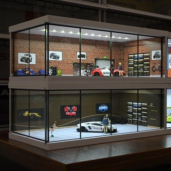 Premium LED Diecast Car Garage Display Case (1:64 Scale) | Acrylic Showcase Box for Mini Car Collection