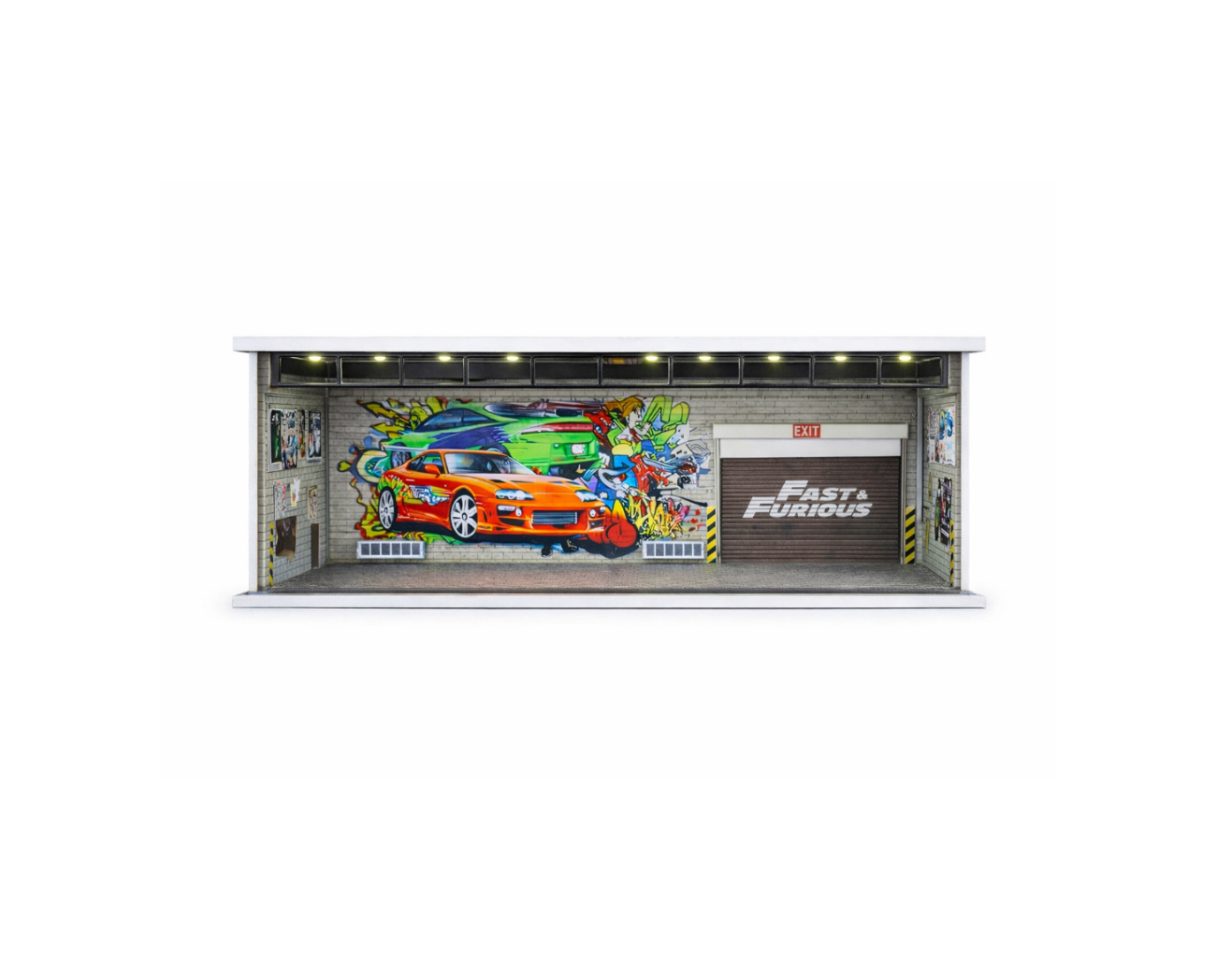 Fast & Furious Street Garage Diorama – LED Display for 1:64 Die-Cast Cars