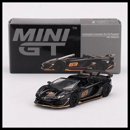 MINI GT 803 Lamborghini Aventador SVJ 63 Roadster Nero Aldebaran 1/64 RHD New