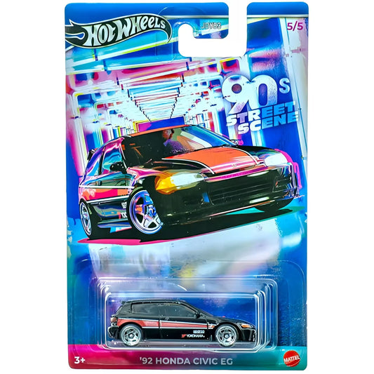 Hot Wheels Premium 90s Street Scene – 1992 Honda Civic EG (Black) | 1:64 Die-Cast Car | Collectible Gift for Kids & Car Enthusiasts