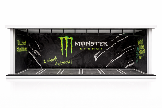 Energy Racing Garage Diorama Display – Premium 1:64 Scale Diecast Car Showcase (Black & Neon Edition)