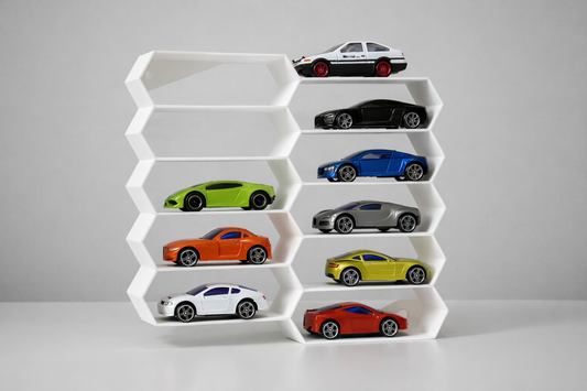 Hex-Style Hot Wheels Car Display Stand | Wall & Table Organizer (Multi-Slot)