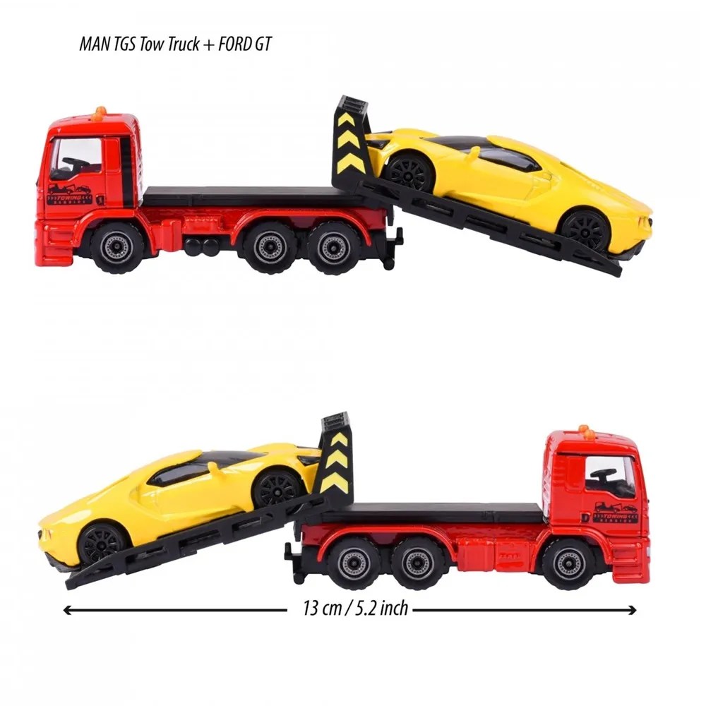Majorette Diecast Trailer – MAN TGS Truck with Ford GT Diecast Car Model for 3+ Years