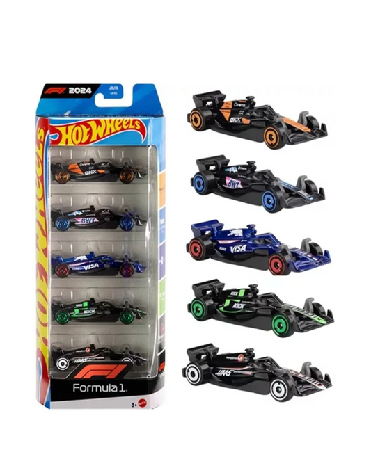 Hot Wheels Formula 1 5-Pack (JGF58) – 1:64 Scale Die-Cast Racing Cars | F1 Team Collection by Mattel