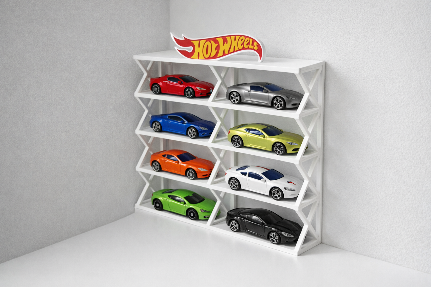 Hot Wheels Car Display Stand | Wall & Table Mount Organizer (8 Slots)