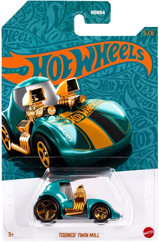 Hot Wheels 1:64 Scale Die-Cast Vehicle TOONED Twin Mill with Turquoise- & Copper-Colored Deco to Celebrate HW 56th Anniversary