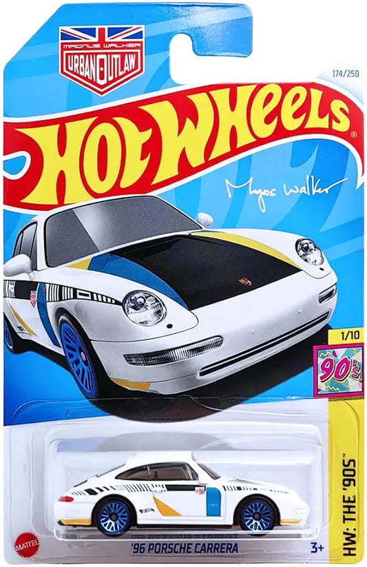 Hot Wheels 1:64 Scale 96 Porsche Carrera HW90S for Ages 3 and Up by Small Clamp (White)