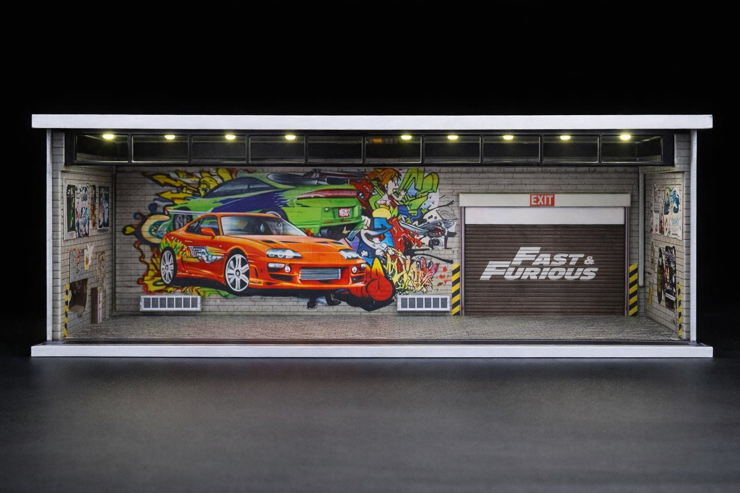 Fast & Furious Street Garage Diorama – LED Display for 1:64 Die-Cast Cars