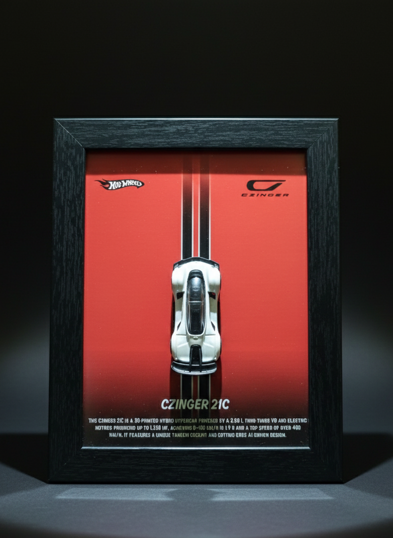 Hot Wheels Czinger 21C – 3D Framed Wall Art | Premium Diecast Display for Collectors