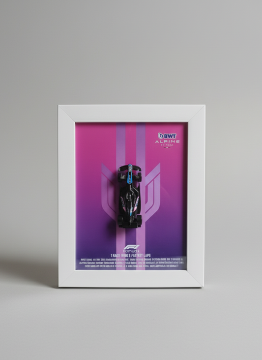 Hot Wheels BWT Alpine F1 Team Car Framed Display – A524 1:64 Scale Die-Cast Collectible | Official Formula 1 Memorabilia for Fans