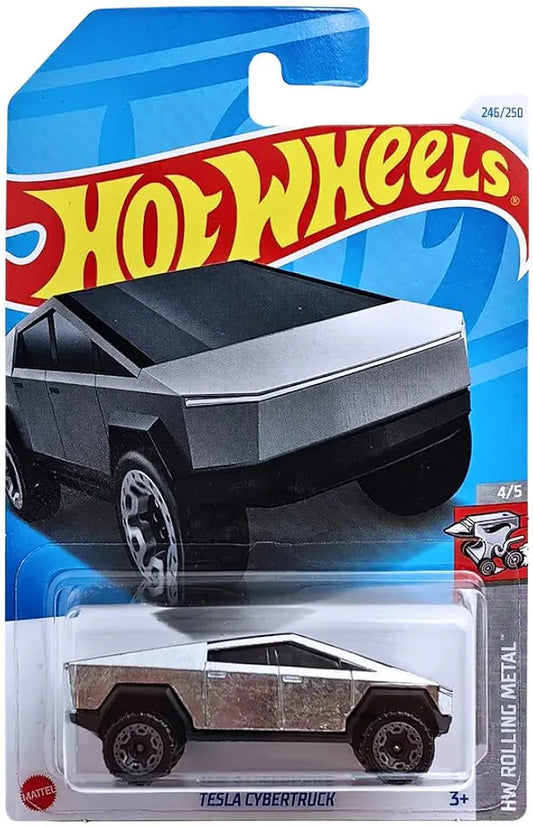 Hot Wheels 1:64 Scale Tesla Cybertruck HW Rolling Metal for Ages 3 and Up by Small CLAP (Silver)
