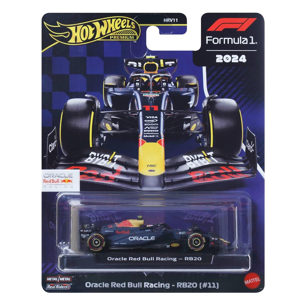 Hot Wheels Premium Formula 1® Collection 1:64 Scale Die-Cast Oracle Red Bull Racing RB20 Vehicle with Real Riders Tires & Metal Body & Chassis