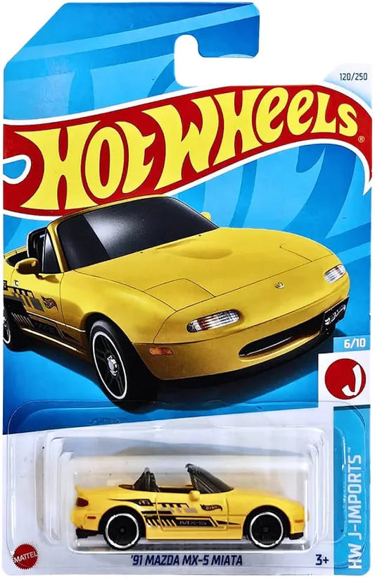Hot Wheels 1:64 Scale 91 Mazda MX-5 Miata HW-J-Import for Ages 3 and Up by Small Clamp (Yellow)