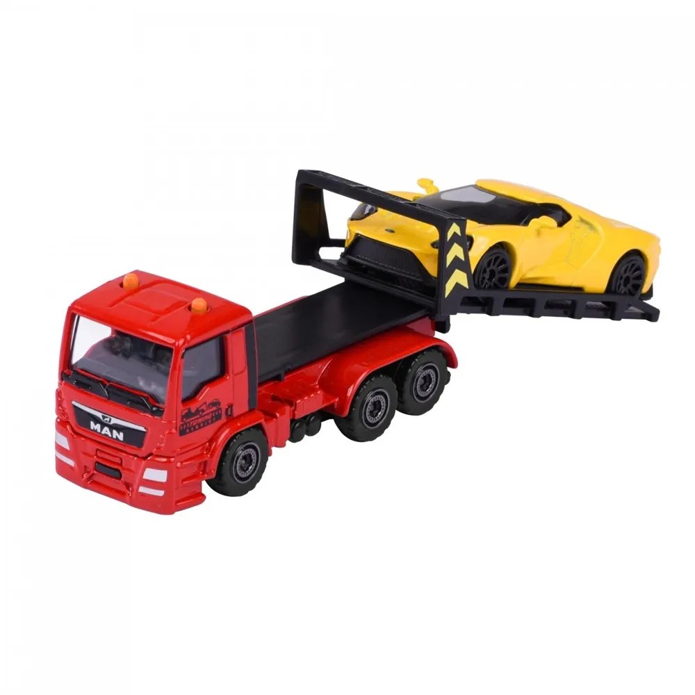 Majorette Diecast Trailer – MAN TGS Truck with Ford GT Diecast Car Model for 3+ Years
