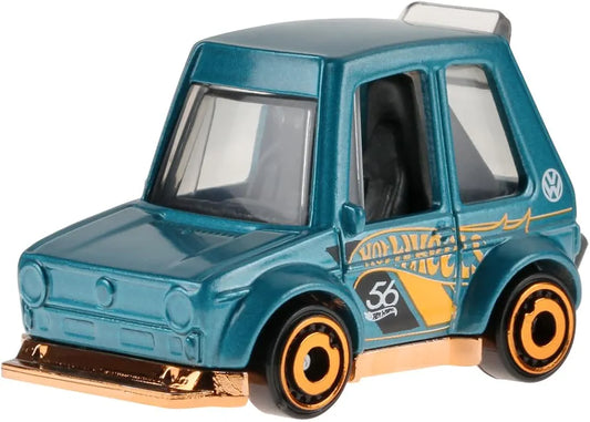 Hot Wheels 1:64 Scale Die-Cast Vehicle TOONED Volkswagen Golf MK1 with Turquoise- & Copper-Colored Deco to Celebrate HW 56th Anniversary